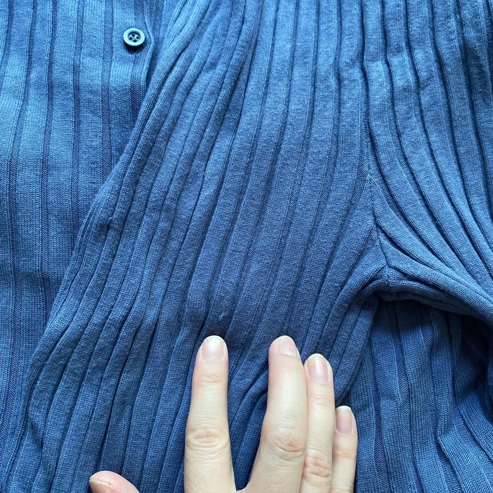 đź§µOpen Edit Ribbed Set in Blue Shadow cardigan and pants M - Picture 5 of 8